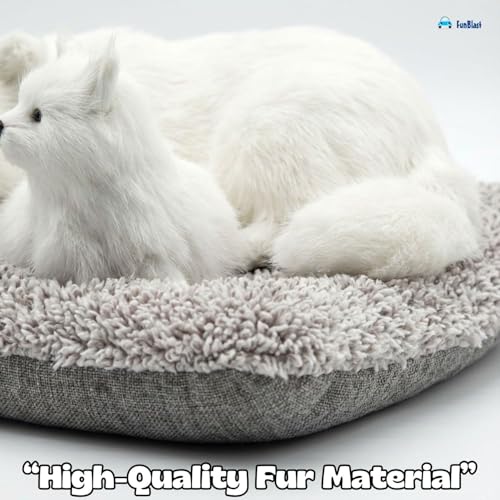Image of FunBlast Sleeping Cute Dog with Puppy - Realistic Soft & Lifelike Pet Puppy with Bed for Car Dashboard and Home Decor, Sleeping Dog Soft Toy (White)