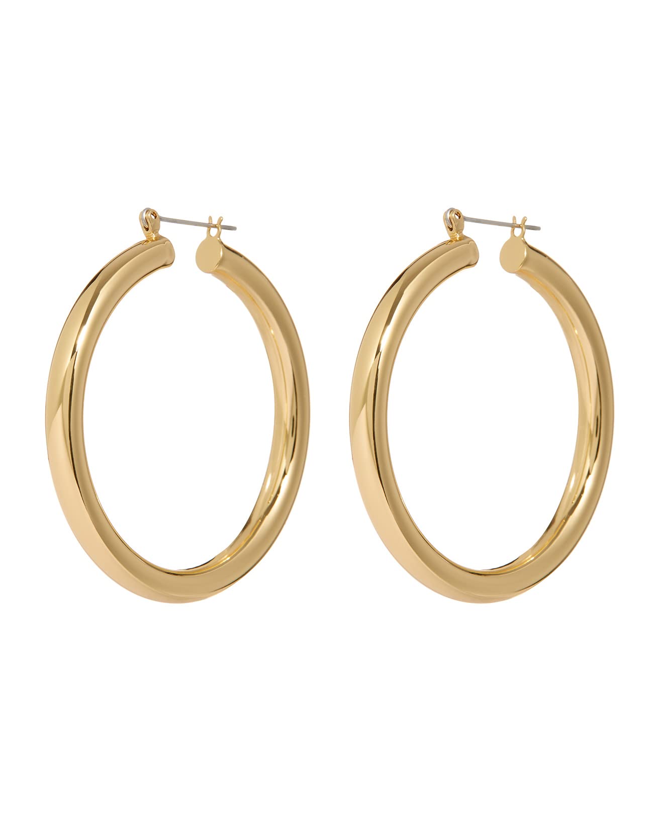 LUV AJAmalfi Tube Hoop Earrings in Polished 14k Antique Gold Plated