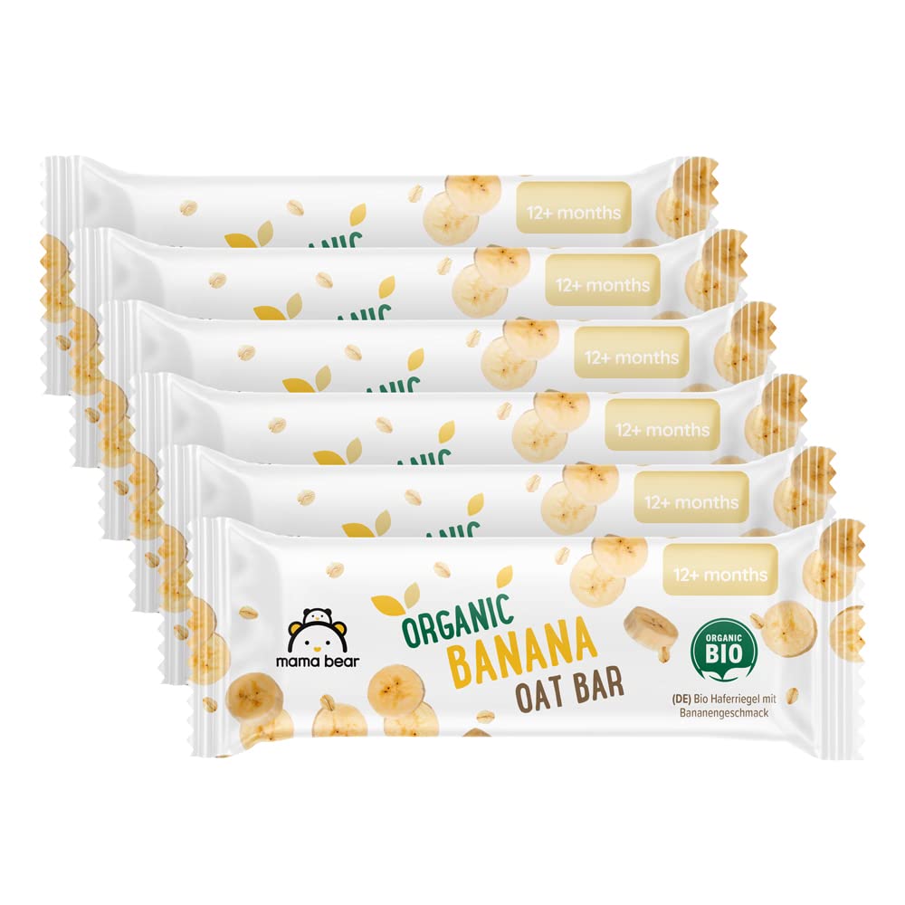 Amazon Brand - Mama Bear Organic Oat Bars, Banana Flavour, 20g, Pack of 6