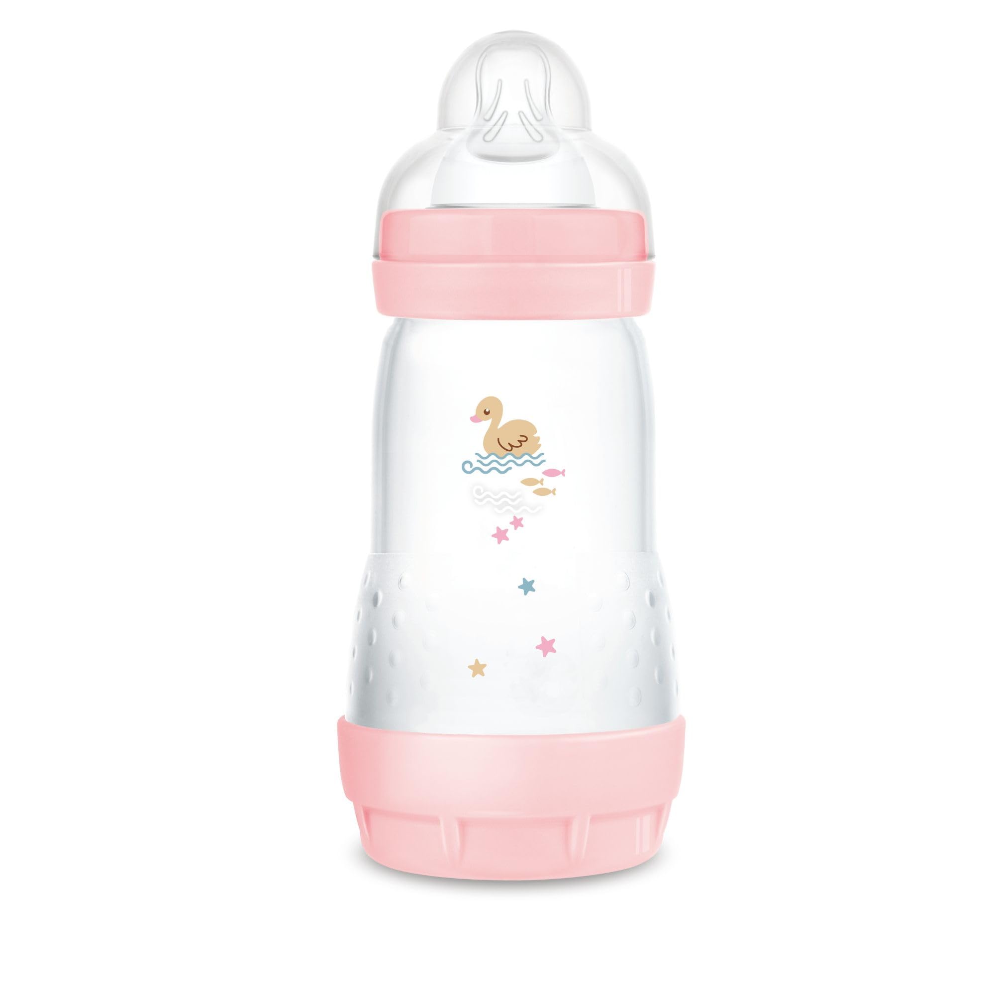MAM Biberon Easy Start 260 ml, Biberon anticolica per allattamento misto, Riduce le bolle d'aria e il rischio di coliche, Accessori neonati 2+ mesi autosterilizzanti e con tettarella misura 2, Rosa