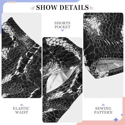 Boys' Pants Black White Texture Snakeskins Long Bottoms Jogger Pants Elastic Waist Trousers with Pockets S-XL4