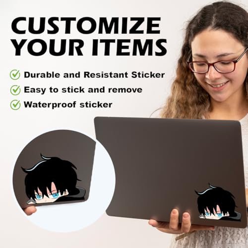 Image of Solo Leveling Peeker Anime Manga Decal Water Resistant Sticker Indoor Use Ideal for Laptop Window (Chibi Jin)