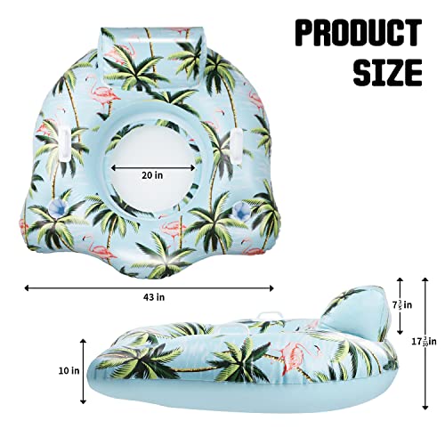 Polita Pool Float, Pool Floats Adult With Backrest, 2In1 Pool Floats Adult Size Mesh Bottom, Pool Floats Kids With Cup Holder And Handle, Blow Up Pool Floats For Swimming Pool (Coconut) #TOP3