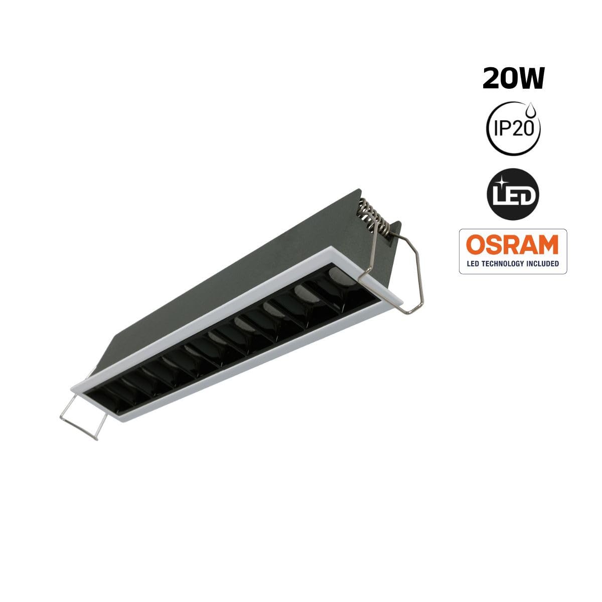 B·LED BARCELONA LED - Foco lineal LED empotrable 20W - UGR18 - CRI90 - Chip - Blanco - Blanco Neutro