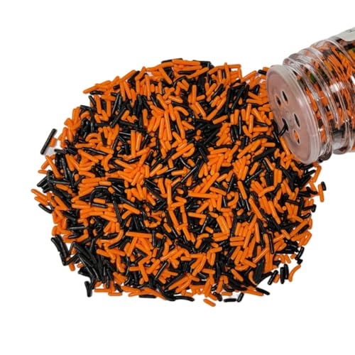 Homankit Black and Orange Jimmies Sprinkles Edible Sprinkle Candy Soft Jimmies Toppings for Ice...