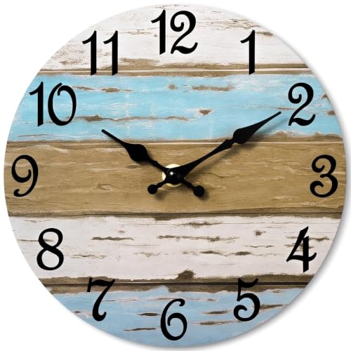 Image of CHYLIN Wall Clock Silent Non-Ticking Battery Operated Rustic Wood Grain