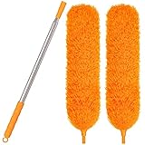 2Pcs Microfiber Feather Duster For Cleaning, Tukuos 100' Washable Dusters with Replaceable Bendable...