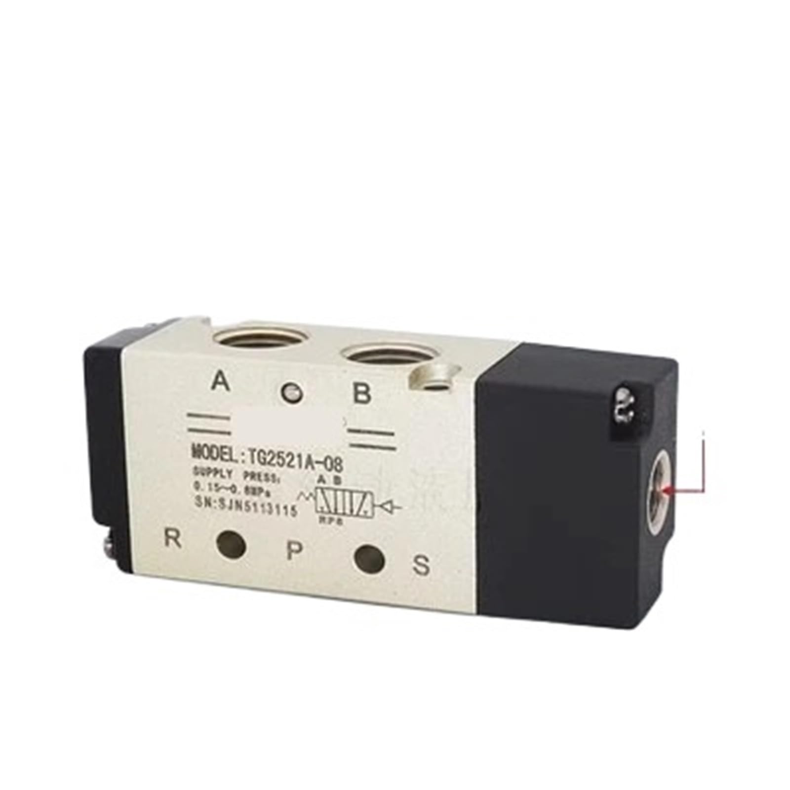 Electrovanne TG2511A-06 pneumatique 5/2 voies monostable pour cylindre air comprimé PT1/8