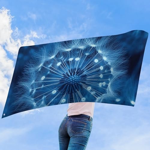 Drapeau pissenlit bleu 89x150cm en polyester résistant avec 4 œillets - 7