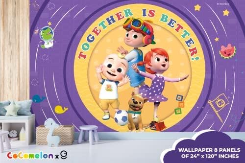 Miniatura 8 de JJ and His Brothers CoComelon - Papel tapiz para despegar y pegar, decoración de pared para niños CoComelon, decoraciones de Cocomelon para niños y