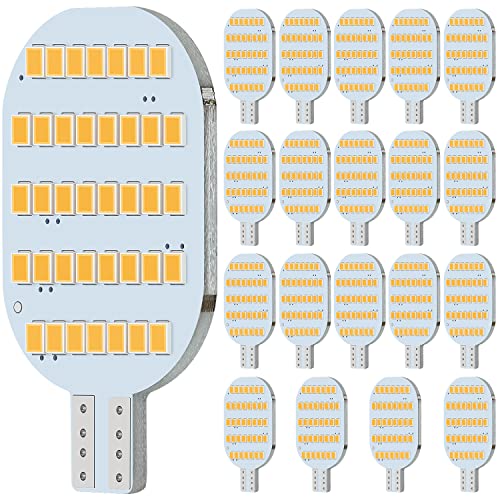 Rvbulbzl 20Pcs 921 Interior Led Light Bulbs For Rv, Super Bright 38-Smd Warm White T10 922 912 194 Led Bulbs Replacement For Camper Trailer Motorhome Marine Boat Indoor Ceiling Dome Lights(12V Dc) #TOP7
