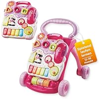 Vtech Spiel- und Laufwagen I Interaktive Laufhilfe mit Licht Musik & abnehmbarem Spielboard I Lerncenter mit Klaviertasten & Formen I Bremse & Lautstärke regelbar I Kinder 12–36 Monate
