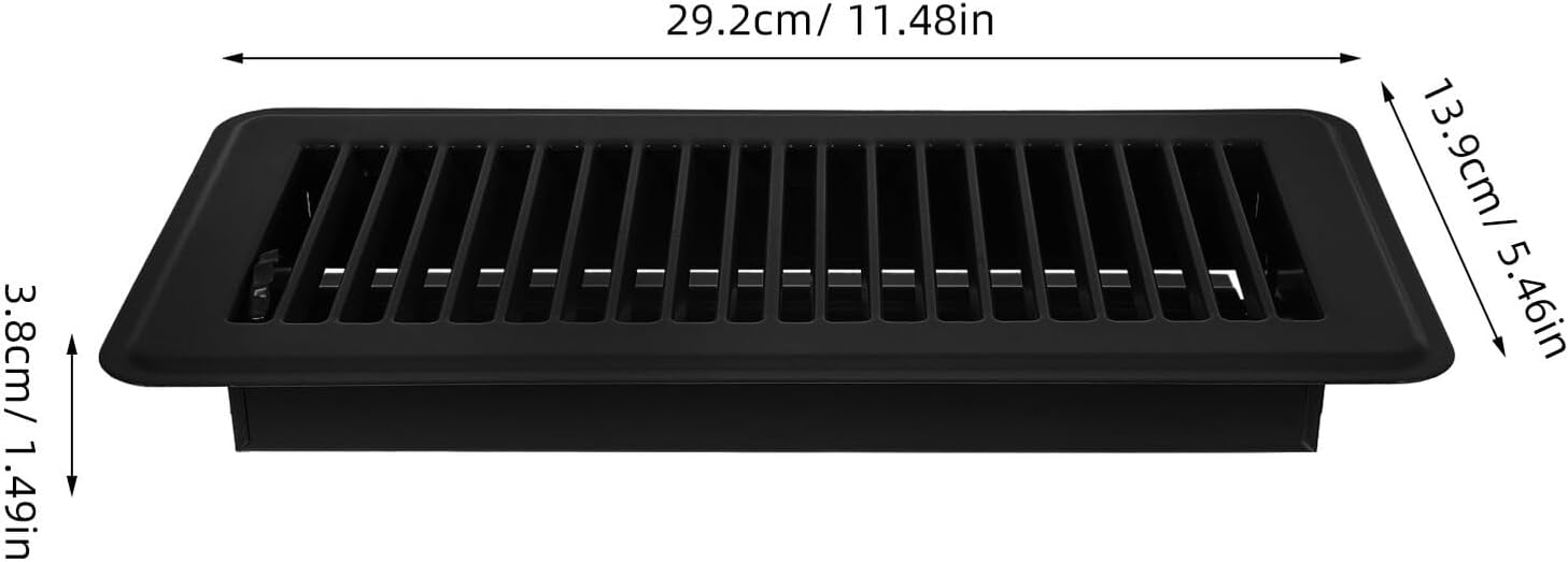 2pcs Floor Register Vent Covers 4 X 10 Inch Black Metal Air Vent Covers for Home Floor Ventilation Heat Register Deflector Grilles Walkable Ventilation Grates
