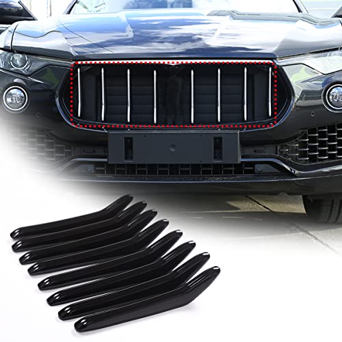 Image of 8pcs Car Styling ABS Plastic Exterior Front Grill Decoration Strips Cover Trims For Maserati Levante 2016 2017 2018 Auto Accessories (Glossy Black)