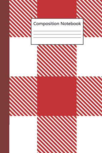Composition Notebook: Buffalo Plaid Red White Tartan Pattern Seamless Christmas Lined Notebook Journal 120 Pages (6x9 Inches)