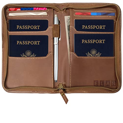 Excello Global Products Leather Travel Wallet & Passport Holder, Brown Top Grain Leather2