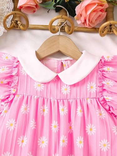 Image of TAGAS Floral Print Mesh Insert Ruffle Trim Belted Dress||Frock for Girls||Sleeve Less Dress for ||Fency Dress||(KD-144)