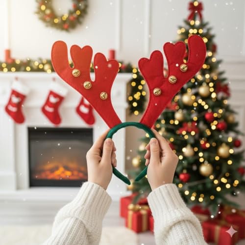 Image of PoPo Toys Rein Deer Headband Design Hair Band | Hairband for Party Birthday| Xmas Gift for Children Girls | Christmas Decorations Items for Home Ornaments Props