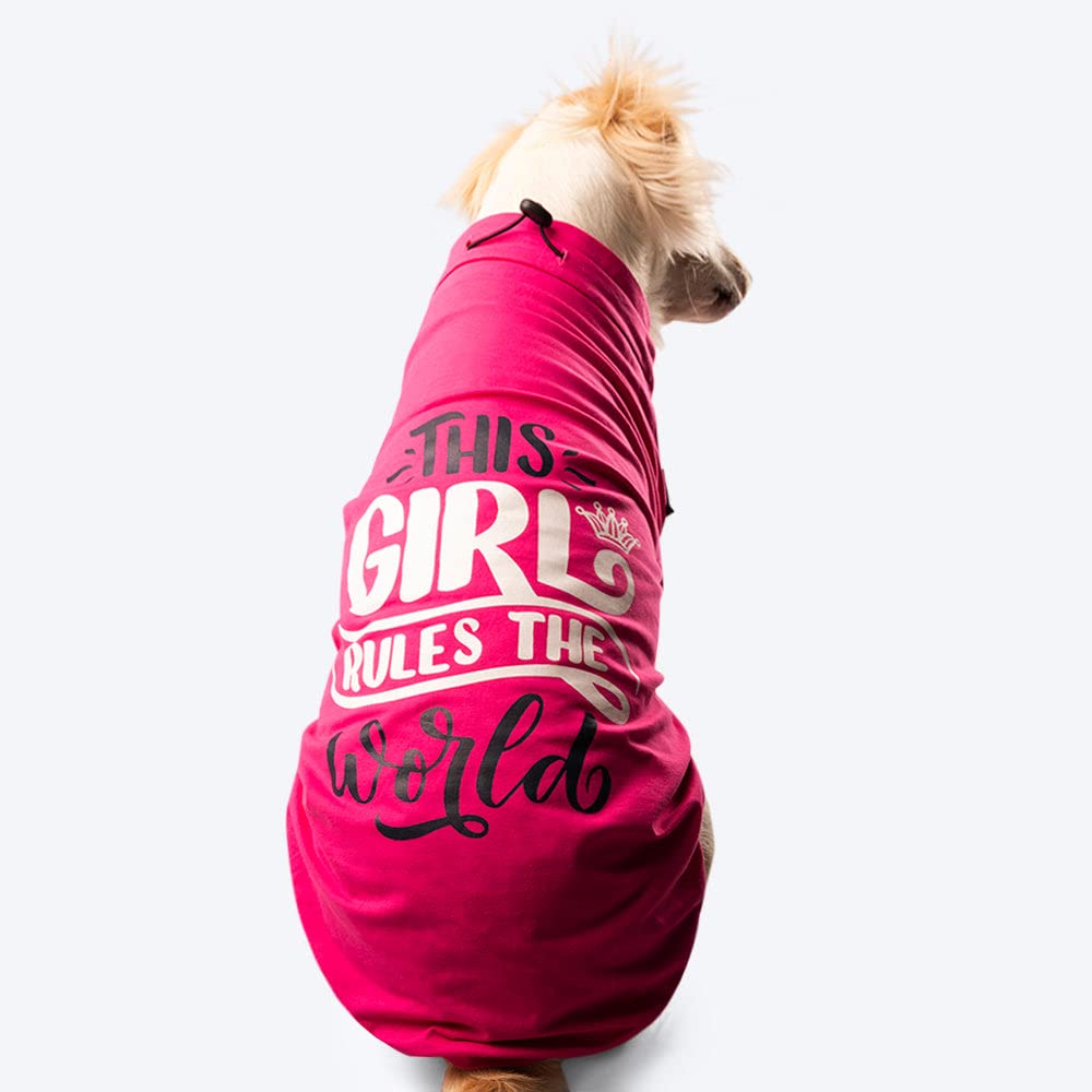 HUFT This Girl Rules The World T-Shirt for Dogs - Pink - 2XL