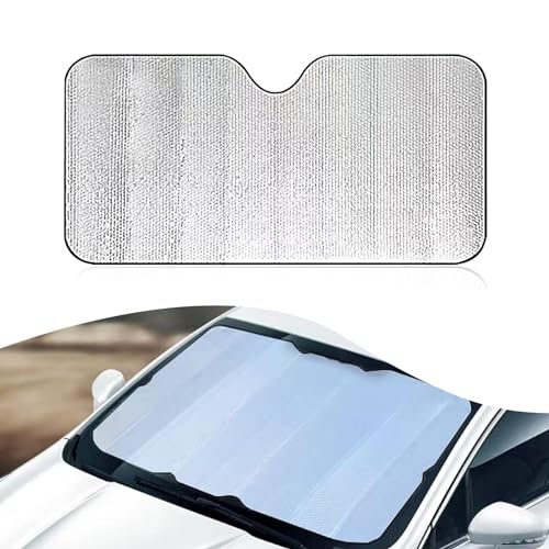 awlbed 1 PC Car Windshield Sunshade, 55.1 x 27.5 Double-Sided Sun-Proof and Insulating Bubble Board, Foldable Front Window Cooling Cover, Universal for Cars Interior UV Protection Accessory (Silver)
