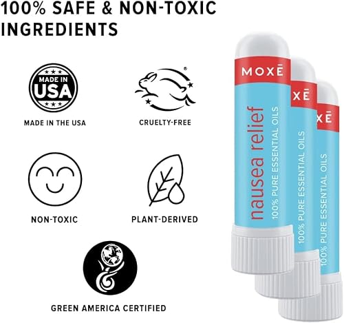 MOXE Nausea Nasal Inhaler Sticks, All Natural Essential Oil Blend, Ginger, Cardamom, Peppermint, Sweet Orange, Upset Stomach, Headaches, Easy-to-Use Portable Aromatherapy, Made in USA, 1 Pack - Thumbnail 4
