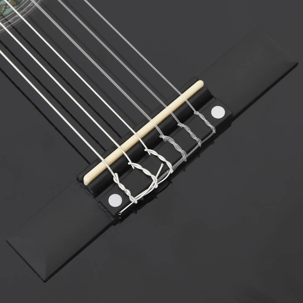 Chitarra da concerto 3/4, 91,4 cm, nera, per principianti e bambini, con custodia, tracolla, plettri, corde, accordatore