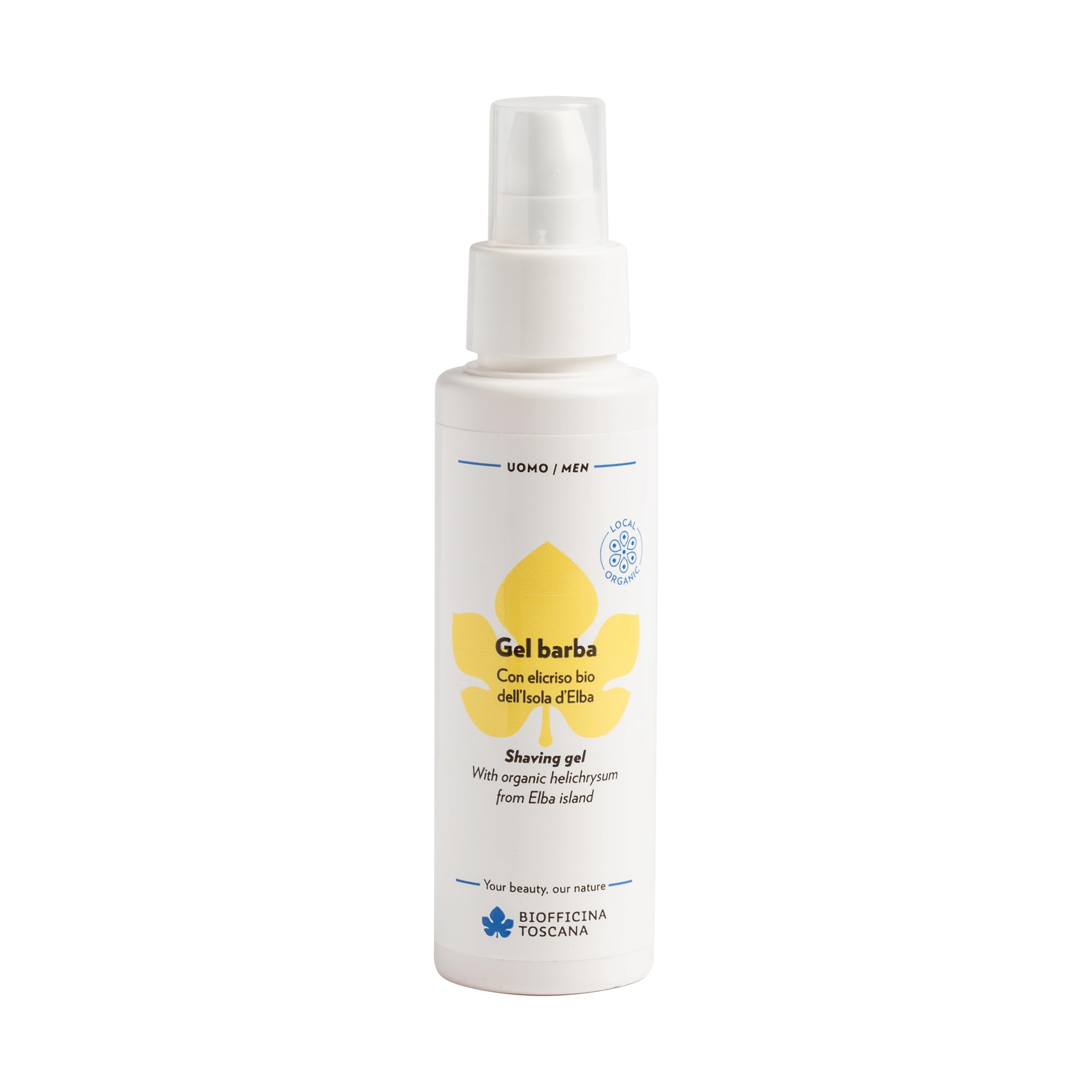 Biofficina Toscana Gel da barba, 100 ml – Schiuma da barba gel per una rasatura morbida e senza irritazioni – Formula delicata con elicriso bio dell'Isola d'Elba, malva e ortica