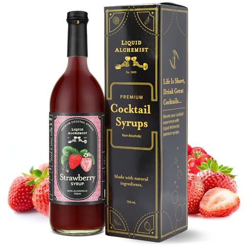 Image of Liquid Alchemist Strawberry Syrup for Drinks - Real Ingredients Make our Strawberry Puree for Drinks a Perfect Margarita Mix - Our Flavored Syrup is Gluten & Dairy Free (25.4 oz)