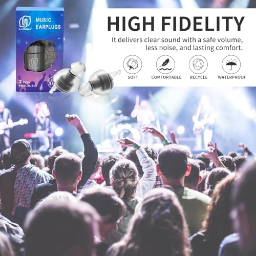 Image of High Fidelity Concert Ear Plugs 2 Pairs, Musician EarPlugs SNR 23 dB Noise Reduction for Music Festivals, Drummers, DJS,Motorcycles, Raves, Games and Entertainment Events