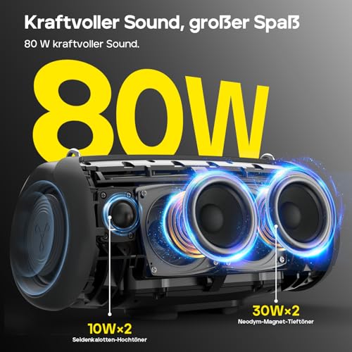 Tribit StormBox Lava Outdoor Bluetooth Lautsprecher, 80 W, XBass – Ansicht 2