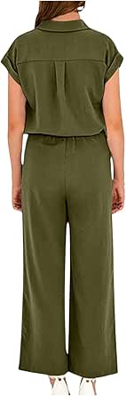 PINTUTU Damen Hosenanzug 2-teilig - Sommer Leinen Outfit Baumwolle