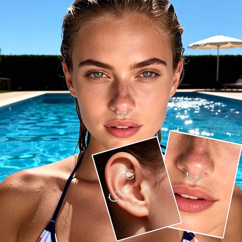 limerencia Titanium Nose Ring Hoop,20G Titanium Cubic Zirconia Nose Ring,Cartilage Hoop Earring Septum Ring Tragus Conch Helix Daith Lip Piercing Jewelry for Women Men by limerencia - Image 6