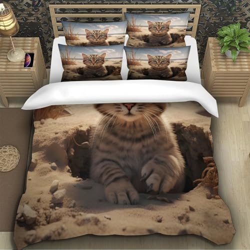 Housse de couette chaton anti-acariens en microfibre douce pour lit simple - 5