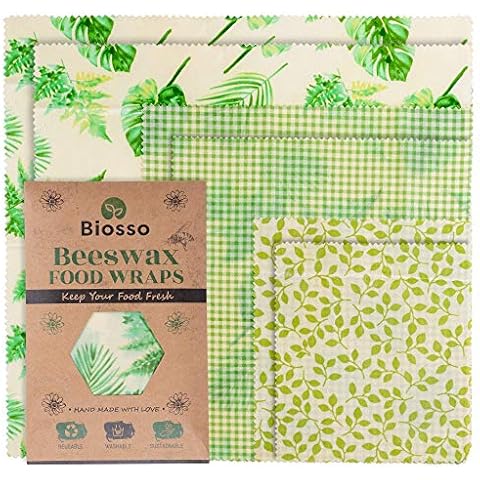 Biosso Premium Bienenwachstücher 6er Set Mehrweg Frischhaltefolie Biologisch abbaubares Wachstuch Cover