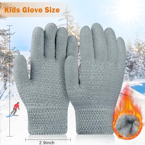 Image of ONESING Kids Knit Gloves - Stretchy Gloves for Boys Girls Winter, Solid Finger Gloves for Children