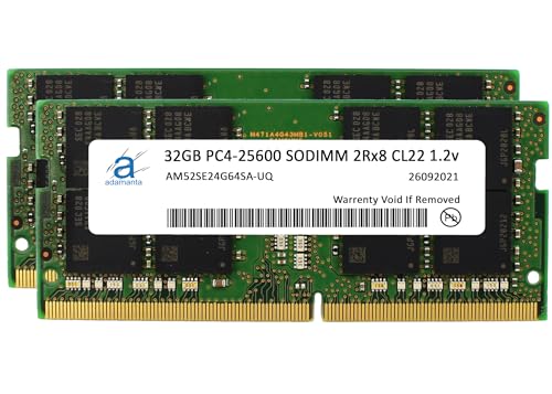 Image of Adamanta 64GB (2x32GB) DDR4 3200MHz (or 2933MHz or 2666MHz) PC4-25600 SODIMM 2Rx8 CL22 1.2v Non-ECC Unbuffered Notebook Gaming Laptop Memory Upgrade RAM