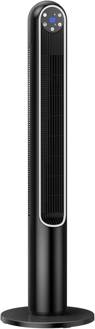 GORELAX Tower Fan with Remote, Portable Oscillating Fan w/8 Speeds & 3 Modes, 12H Timer, LED Display, 42” Tall Quiet Standing Floor Fan, ventilateur tour Bladeless Fans for Bedroom Home Office (Black)
