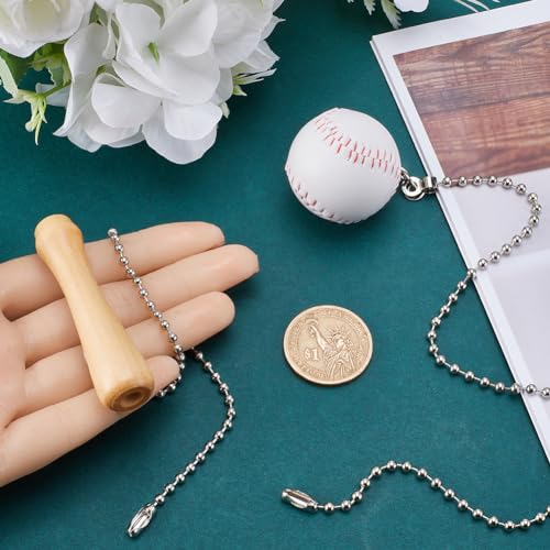 Image of GORGECRAFT 2Pcs Ceiling Fan Pull Chain 13 Inches Baseball and Baseball Bats Decorative Beaded Ball Pull String Ornament Pendant Extension Chains for Ceiling Light Lamp Fan Chain Extender