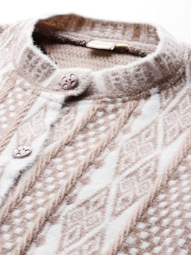 Image of Aarika Womens Winter Wear Maroon Colour Geometric Woolen Cardigan