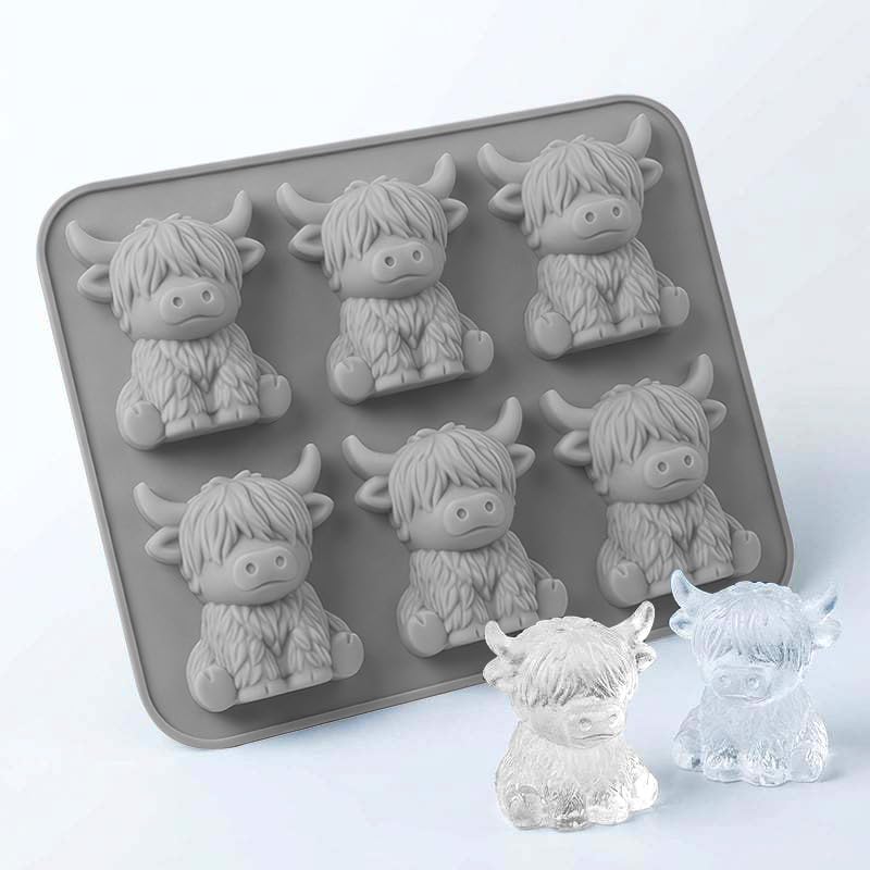 Molde de cubitos de hielo silicona Yak 6 cavidades gris miniatura 1