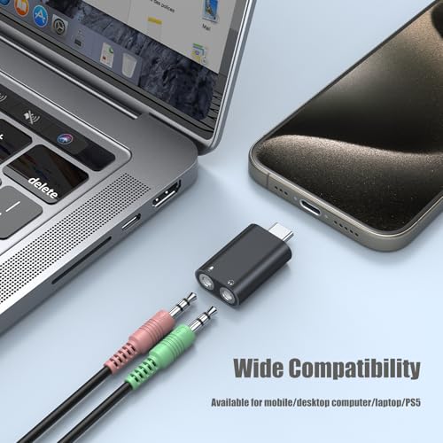 Image of Verilux USB C Sound Card to 3.5mm Jack Audio Adapter, Type C to Aux External Stereo Sound Adapter, USB C to Headphone Jack Adapter for PS4 /PS5 /Headphone /Mac /Linux /Laptop /Desktops /Docking Station