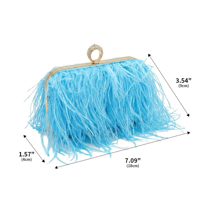 Bolso de mano con plumas de avestruz para mujer miniatura 3