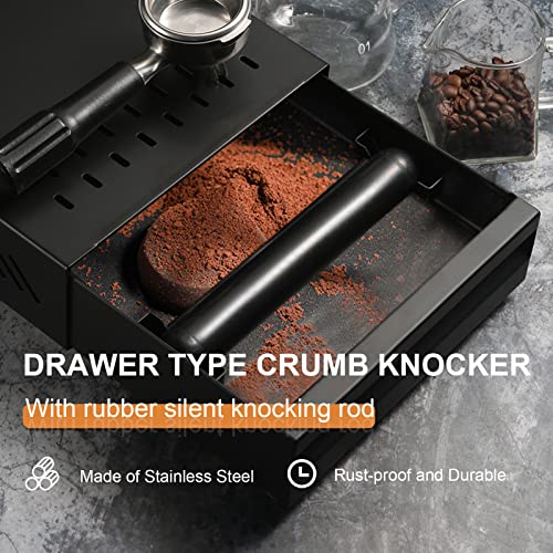 Foto von Espresso-Klopfbox-Schublade, Edelstahl-Kaffee-Klopfbox, Verdickte KaffeerüCkstands-Pulverbox FüR HaushaltsgeschäFt, KaffeemaschinenzubehöR (Schwarz)