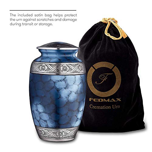 Cremation Urn for Ashes, for Adults up to 300lbs, Blue Funeral Burial Urns w/Satin Bag for Human Ashes - Thumbnail 4