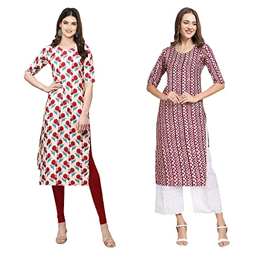Image of Pinkmint Women's Crepe Floral Regular Kurta