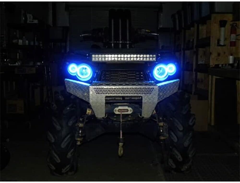 SNORKELYOURATV SYA Angel Eyes LED Halo Accent Light Kit | Compatible with Kawasaki Brute Force 650/650i/750i (2005-2011) | ATV Accessories | Blue
