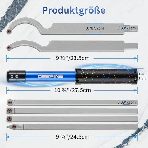 DEEFIINE Drechseleisen Set mit Hartmetall-Schneidplatten, verstellbare Drechselmesser, Drechselwerkzeug-Satz für Holz(7PCS)