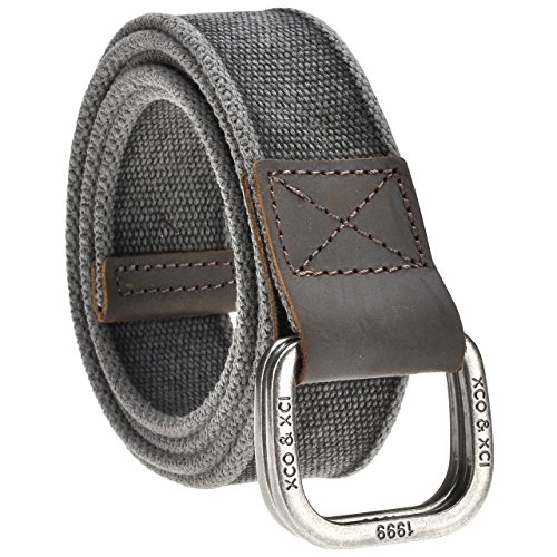 FALETO Mens 53.5'' Double D-Ring Canvas Web Belt Military Casual Belt with Box