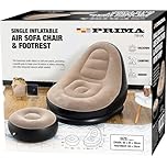 2 Piece Single Inflatable Air Sofa Chair & Footrest - Indoor Blow up Lounger Chairs for Adults & Children | For Vacation, Home & Camping - Gaming Chair, Movies & Reading - 95 x 85 x 80cm