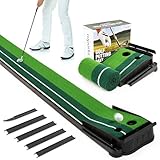 ropoda ゴルフパターマット 自動 返球機能付き パター練習マット 3m 室内 屋外 屋内 静音 アプローチ マット ゴルフ パターマット パター 練習 練習器具 人工芝